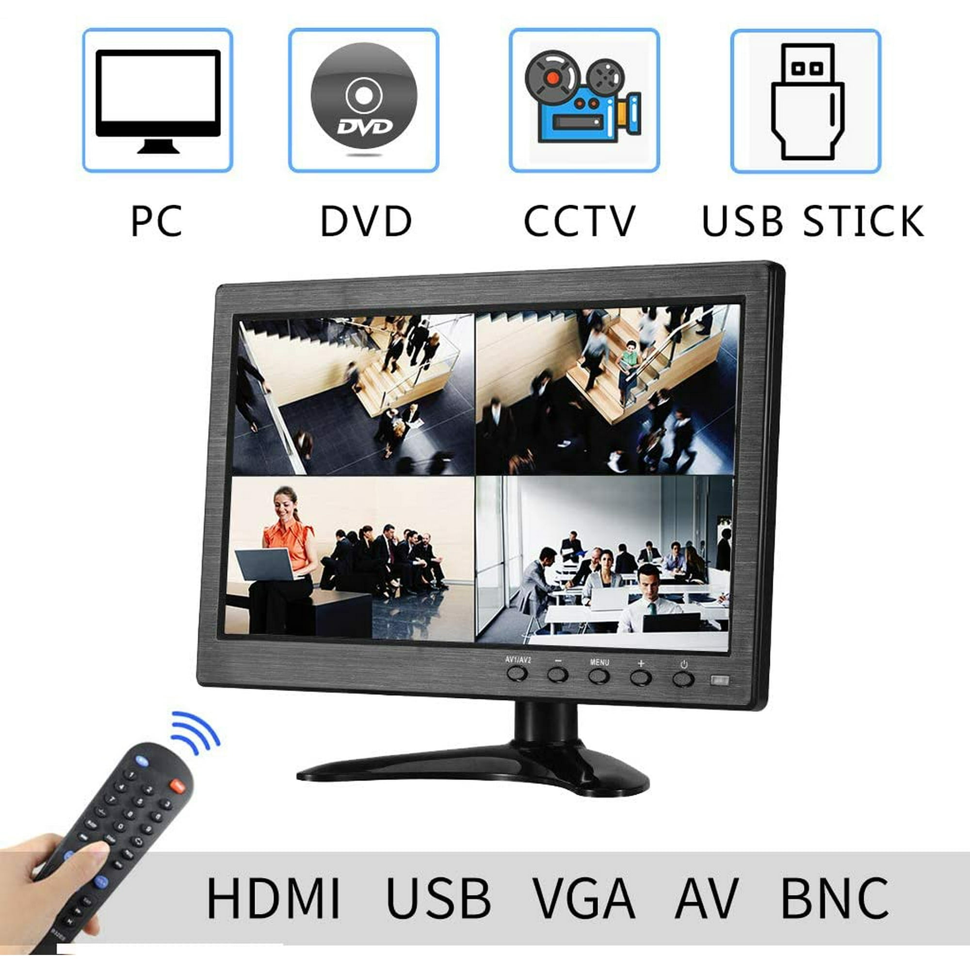 Compatible for Security Built-in Speakers Prechen,10.1 inch Computer hdmi Monitor 1366x768 Resolution,Portable LCD CCTV Monitor with HDMI VGA AV BNC Port